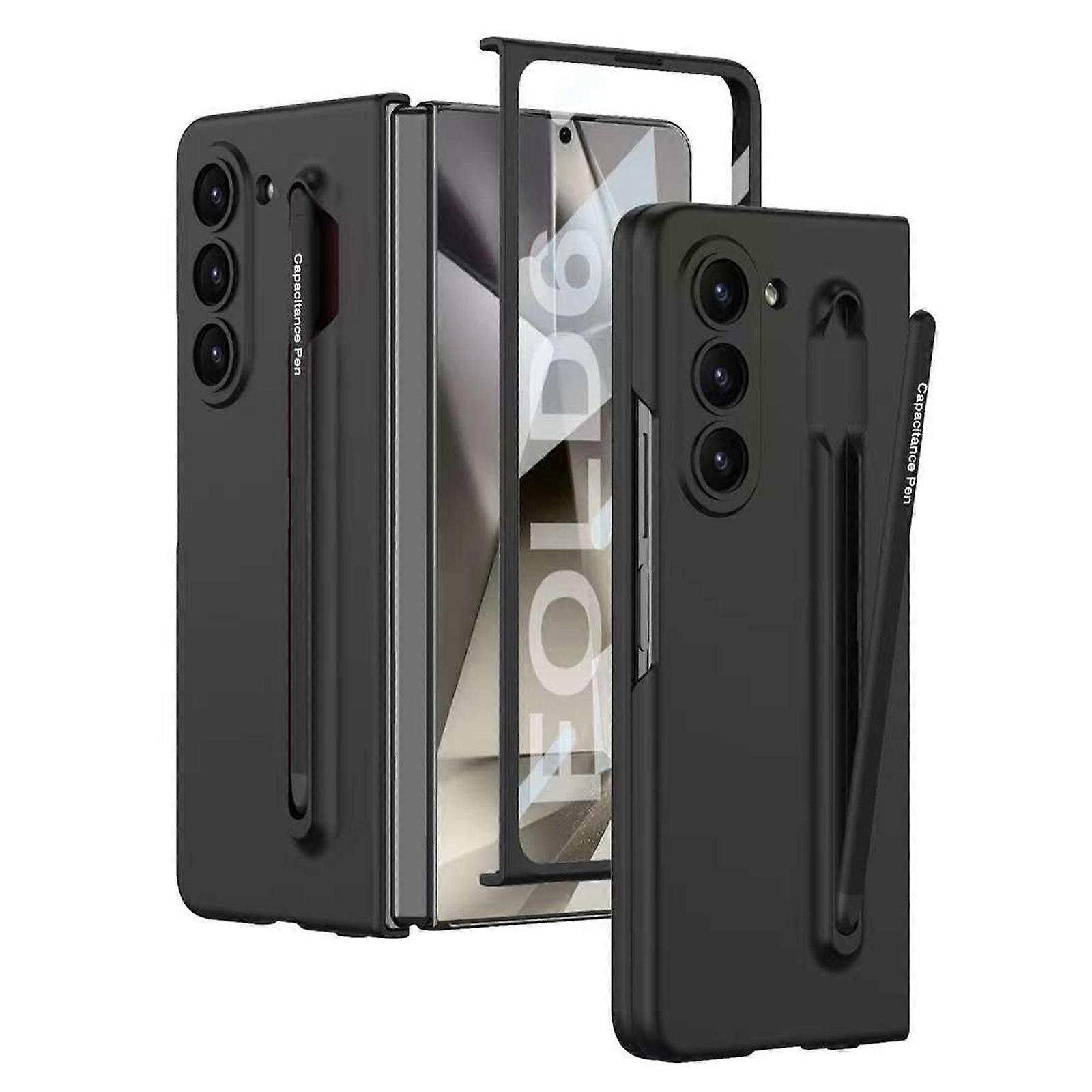Case for Samsung Galaxy Z Fold 6 with S Pen & S Pen Holder and Built-in Screen Protector, Shockproof Anti Fingerprint Protective Fold 6 Slim Cover