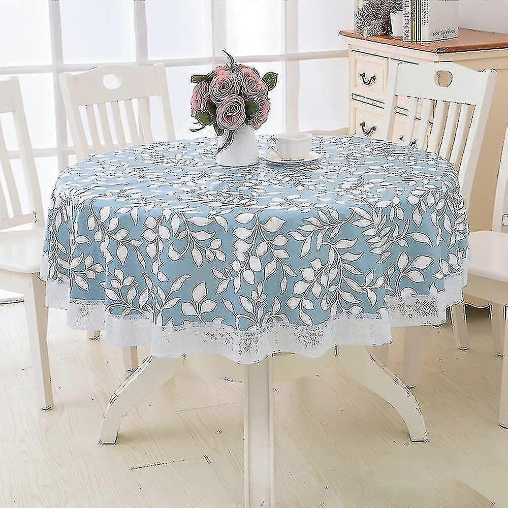Wekity 100% Waterproof Oil Proof Stain Resistant Table Cover, 60 Inch Round Vinyl Lace Tablecloth With Flannel Backing For Picnic Camping And Dining P