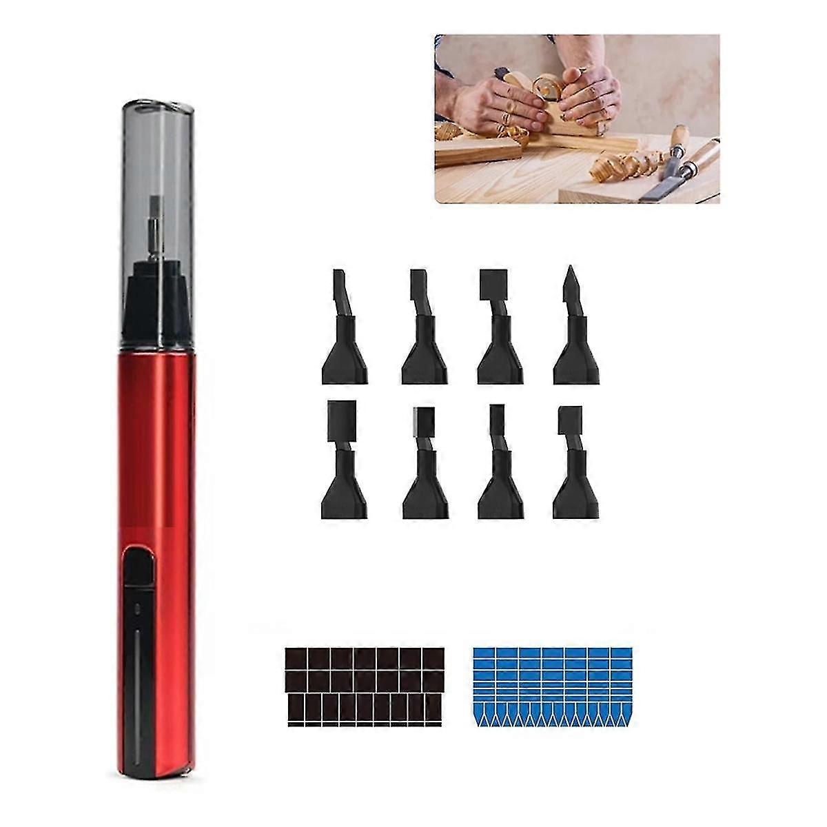 Reciprocating Detail Sander, USB Fast Charging Sanding Pen,with 8 Sanding Heads and Self-Adhesive S
