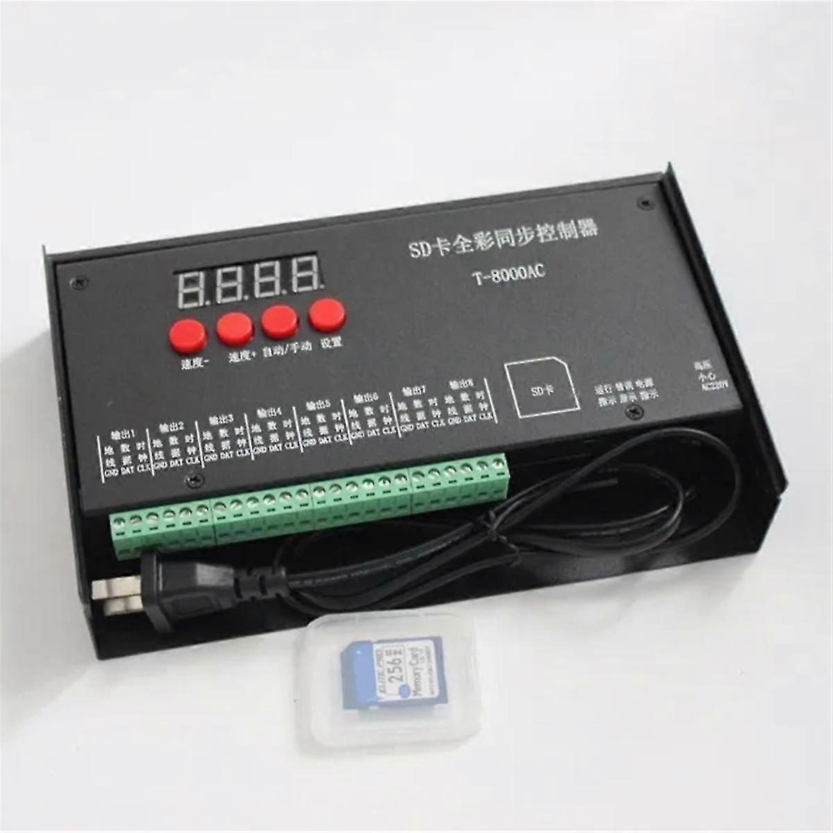 8192 Pixels T8000 T-8000A AC 220V/110VSD Card Pixel Controller compatible with WS2801 LPD8806 RGB LE