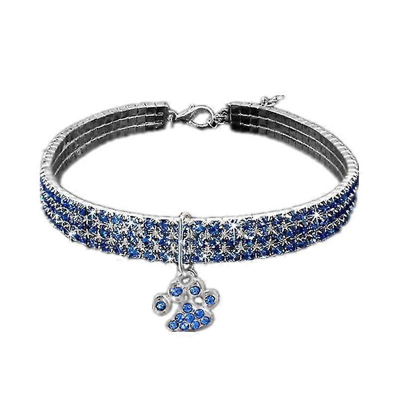 Pet Collar With Diamonds, Adjustable Crystal Diamond Elastic Heart Claw Pendant, Wedding Cat And Dog Small Pet Necklace