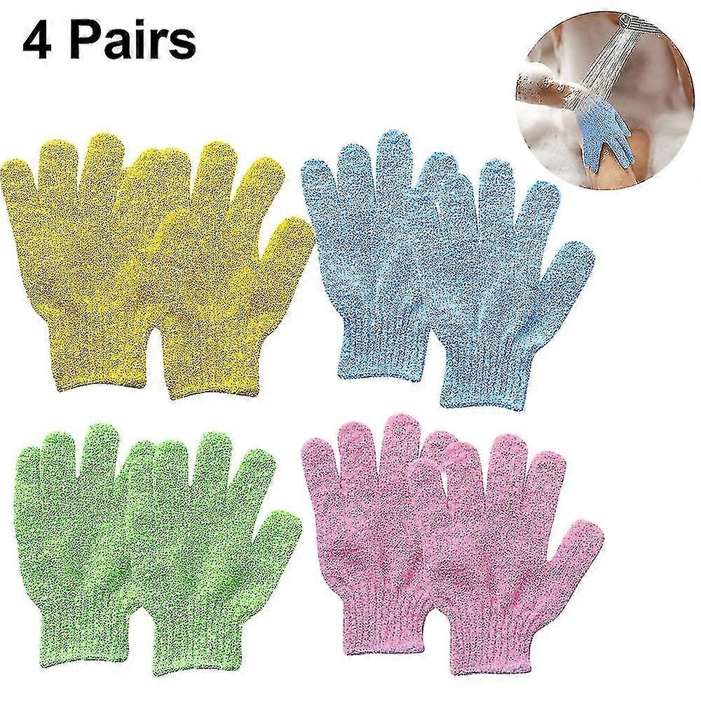 4 Pairs Exfoliating Shower Gloves,double Sided Exfoliating Bath Gloves