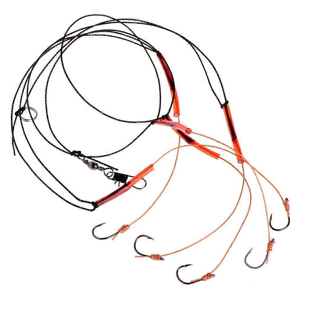 Stainless Steel Fishing Tackle Lures String Rigs Swivel Fishhooks With 5 Hook