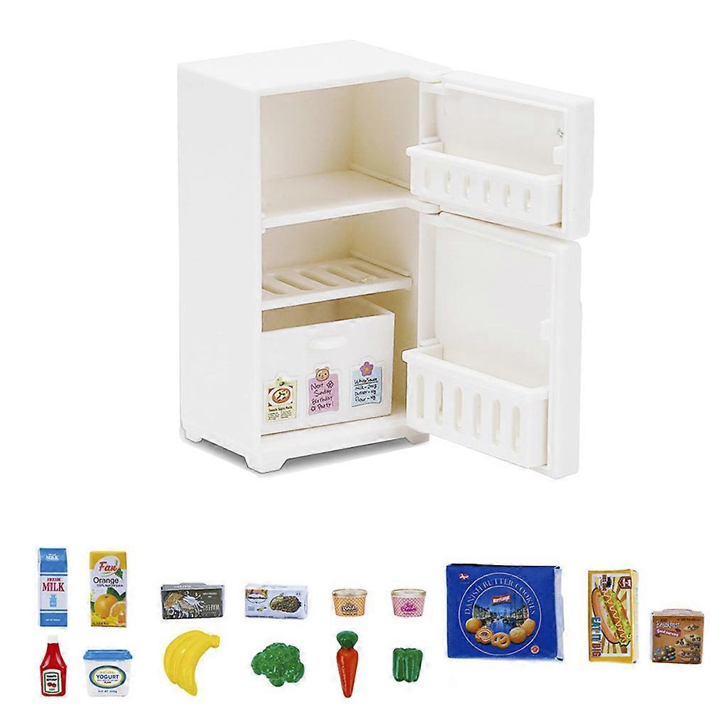 Miniature Model Refrigerator Dollhouse Kitchen Accessory Realistic Playset 4 in