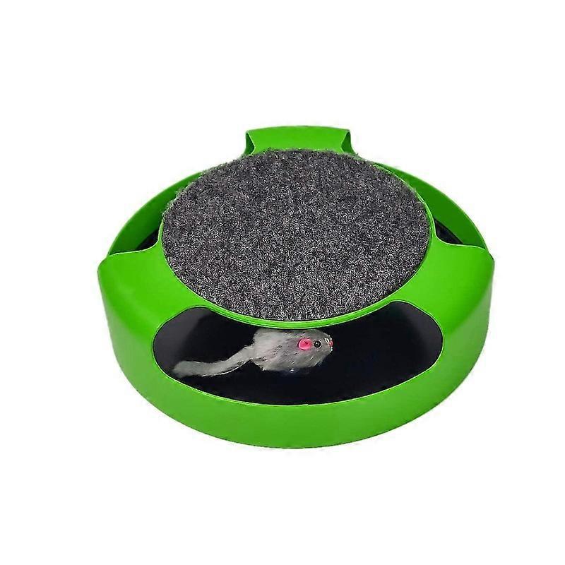 interactive cat toy, catch mouse cat toy with a running mouse and a scratch pad, cat scratcher catnip toy, quality kitten toys, green