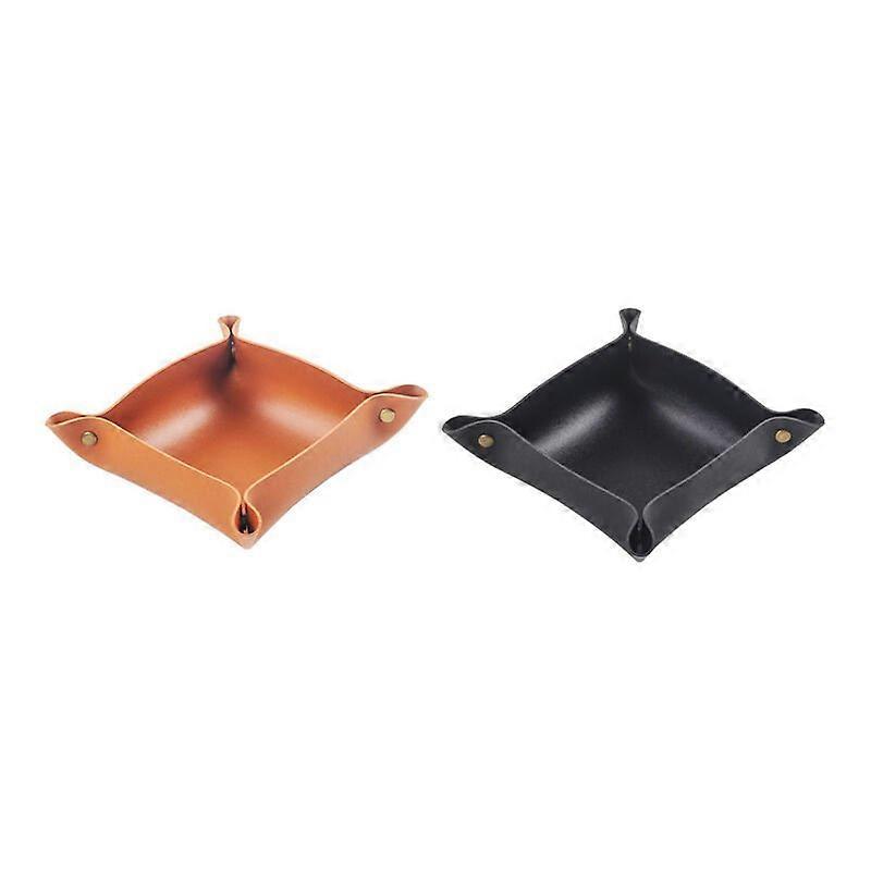 Leather Neat Tray, Key Storage Tray, Coin Storage Box, Keys, Wallet, Phone and Desk 2 Pieces