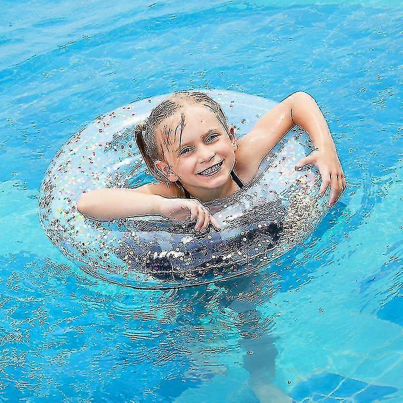 New Inflatable Pvc Children"s Transparent Sequin Swimming Ring