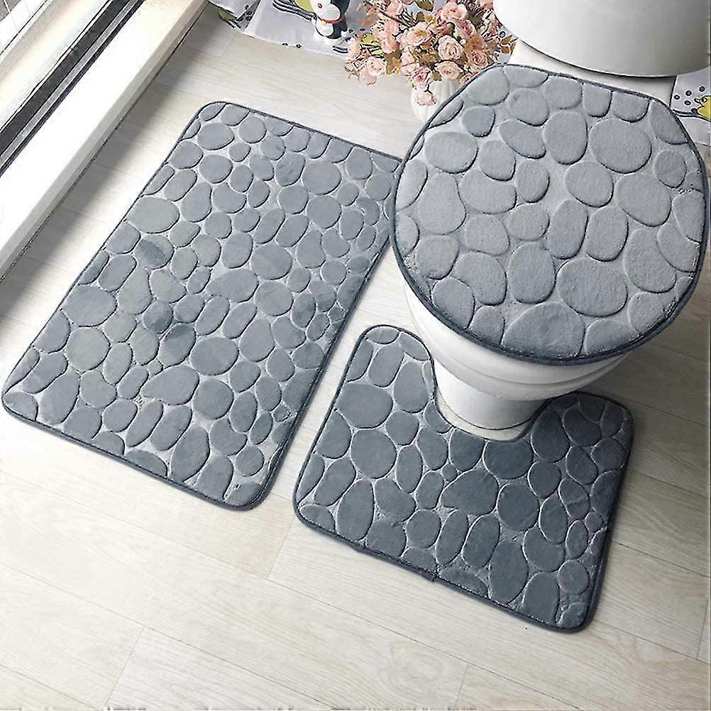 3 Piece Non-slip Kickstand Bath Mat Set Breathable Memory Foam Bath Rugs Comcompatible Withtably Soft Water