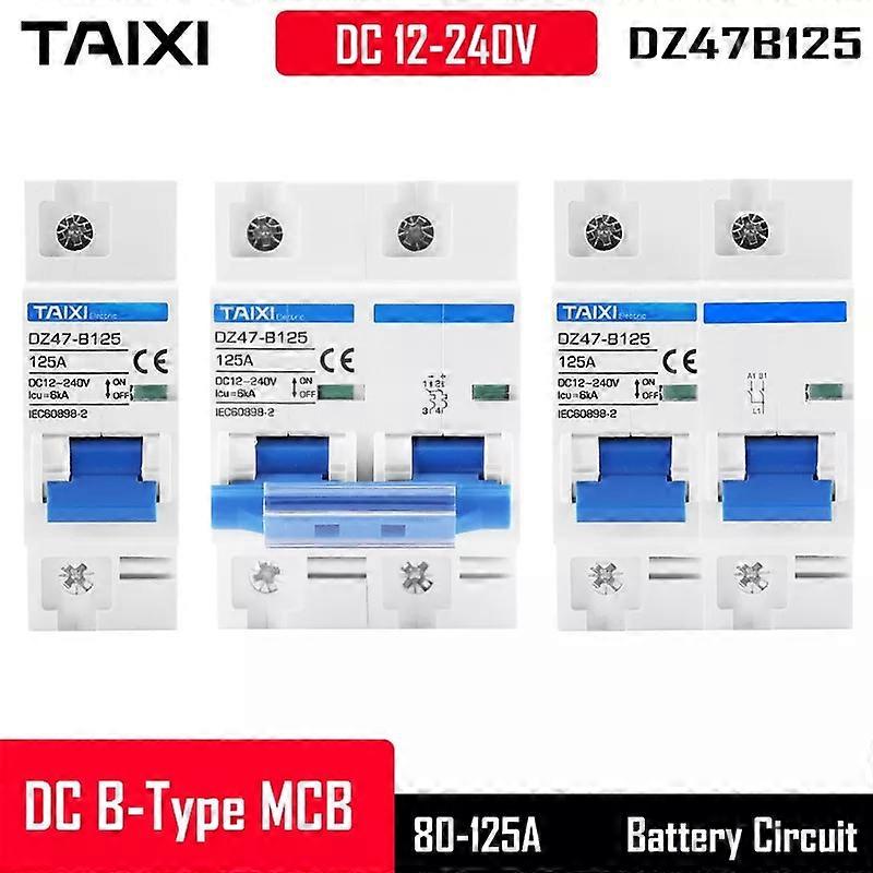 DC 12V 24V 36V 48V 72V Battery Protector 80A 125A 63A 1P 2P Breaker Short Circuit Switch Automatic B type AC-DC 2000W to 6000W