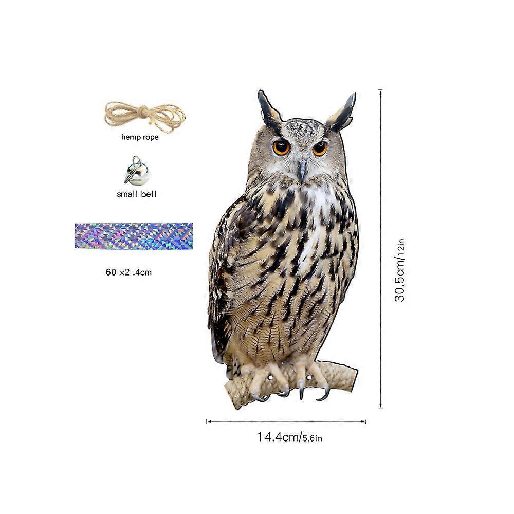 1 Set Garden Bird Deterrent Hanging Decor Bird Deterrent Owl Ornament with Bell Decor for Tree