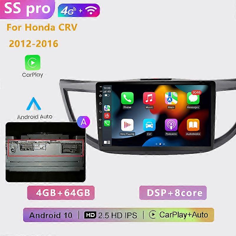 4G+64G 8-core 2DIN Android 10 Car Radio Stereo Multimedia Player Carplay Auto WIFI GPS navigation for Honda CRV CR-V 2012-2016