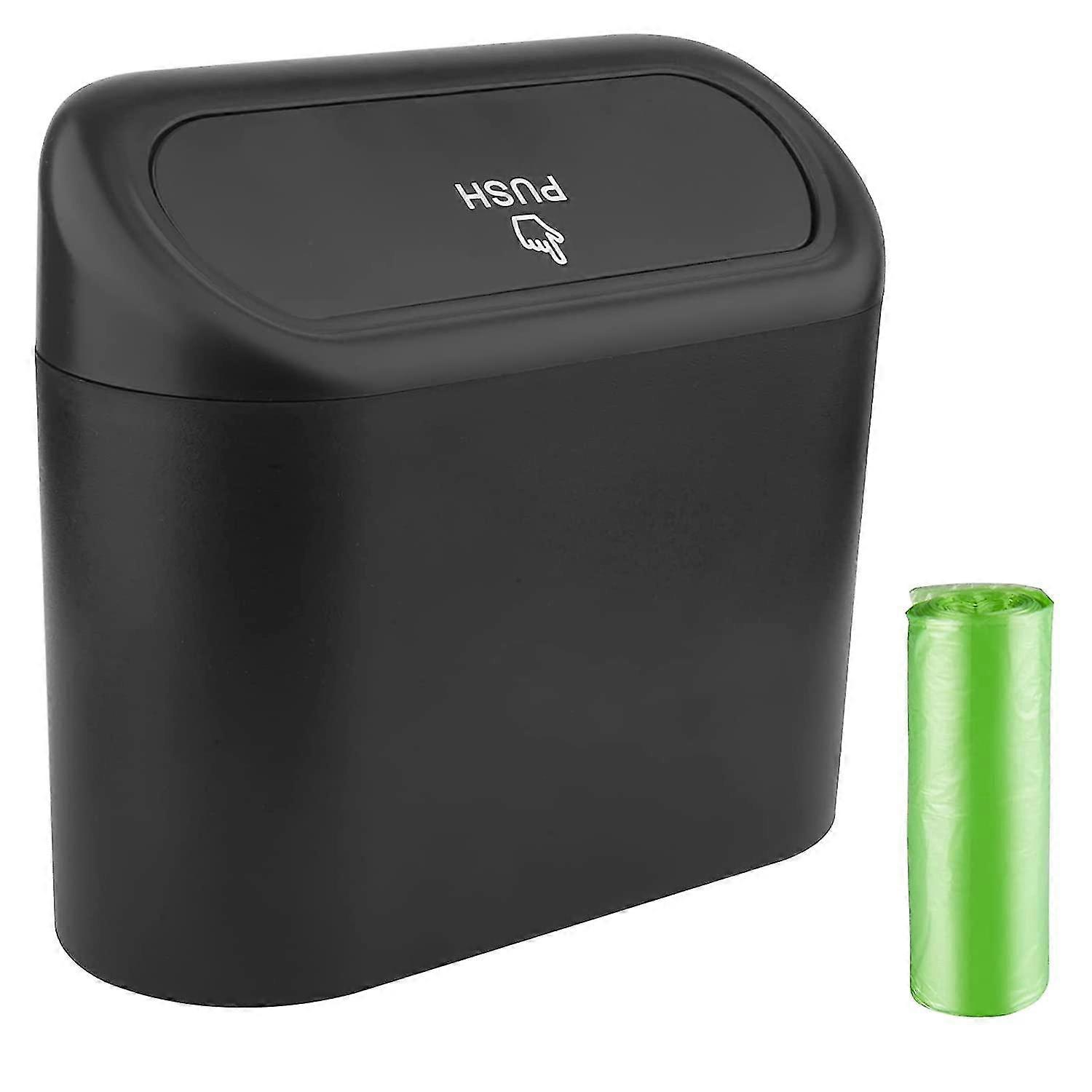 Car Trash Can, Mini Car Accessories With Lid And Trash Bag, Cute Car Organizer Bin, Small Garbage Can For Storage And Organization (6.3x3.3x5.5in) (bl
