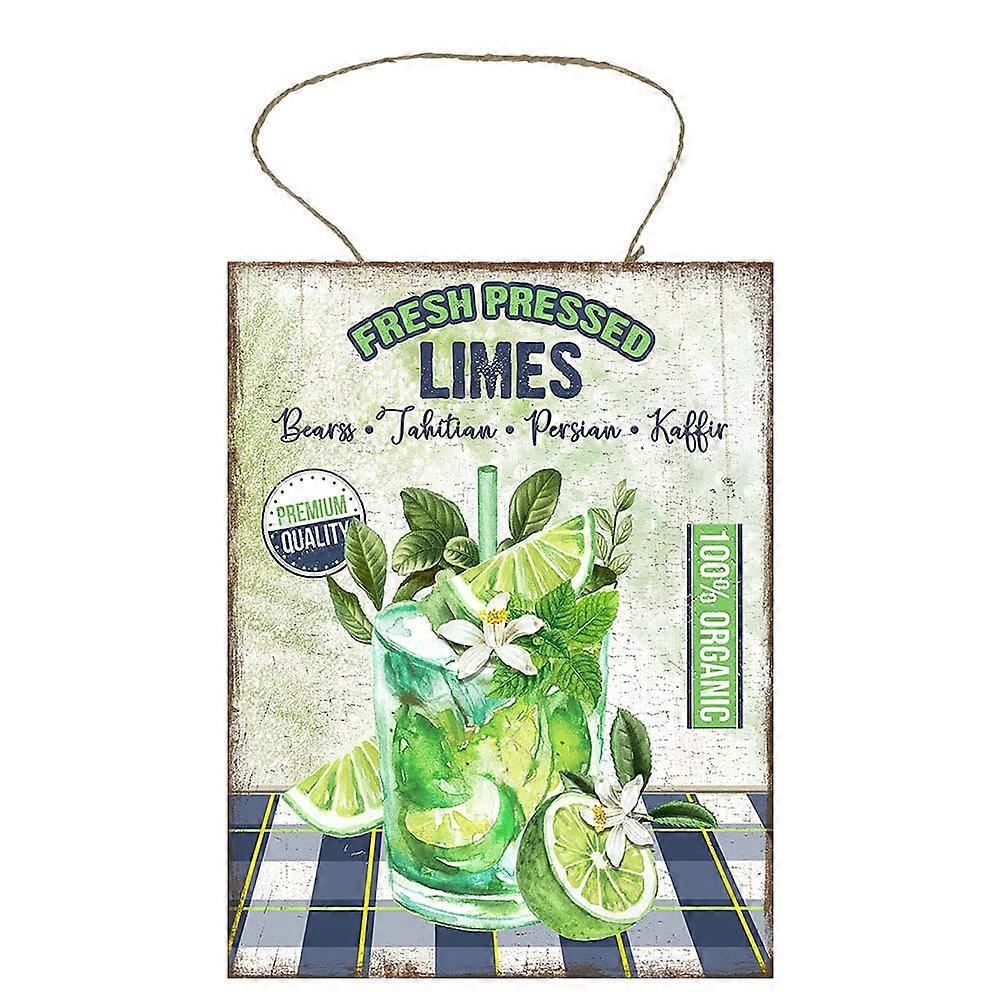 Fresh Pressed Limes Printed Handmade Wood Sign
