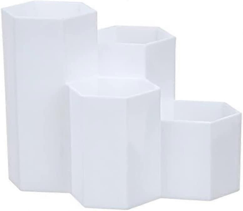 Hexagonal plastic four-compartment pen holder Stationery storage bracket (blue) (4-D-W)