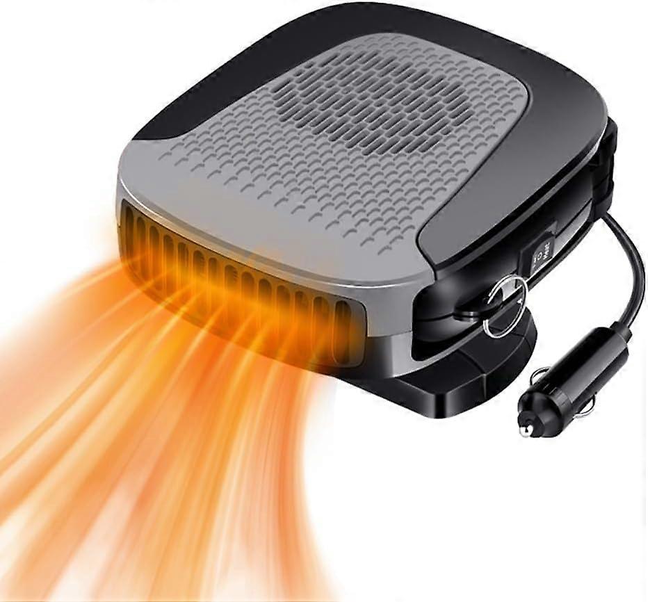 Car fan heater, car heater defroster with 360 swivel base, car heater 12 V for car windshield defogger (grey