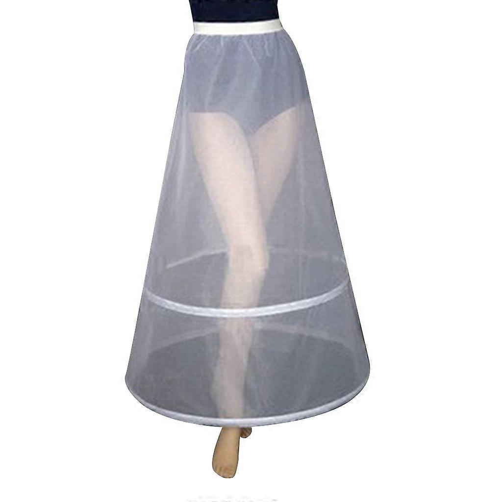 Womens Bridal 2 Hoops A-Line Ankle-Length Full Slip Petticoat One-Layer Elastic