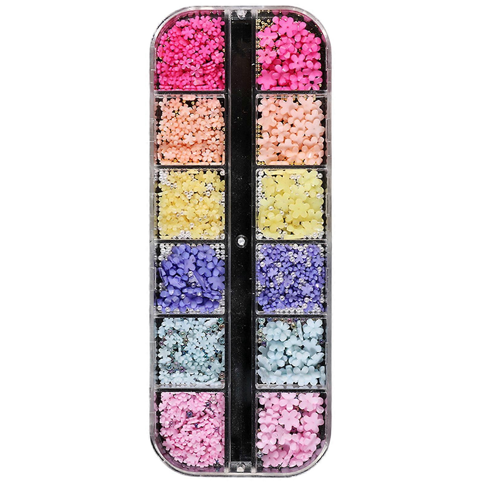 1 Box 3D Flower Nail Charms Multifunctional 12 Grid Design Phone Cases DIY Crafts Nail Art Supplies for Women