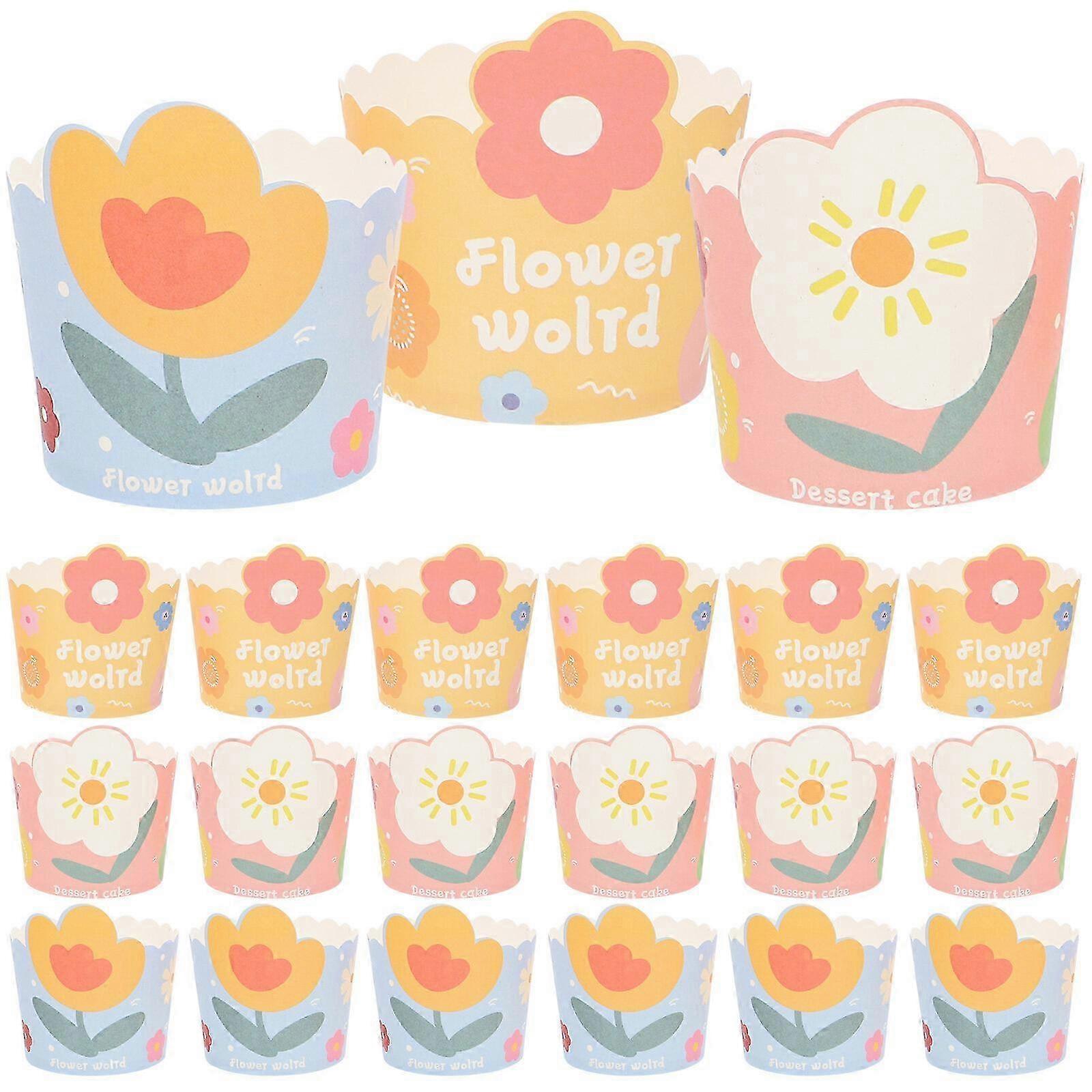75pcs Paper Cake Wrappers Flower Patterned Baking Liner Muffin Cupcake Liners