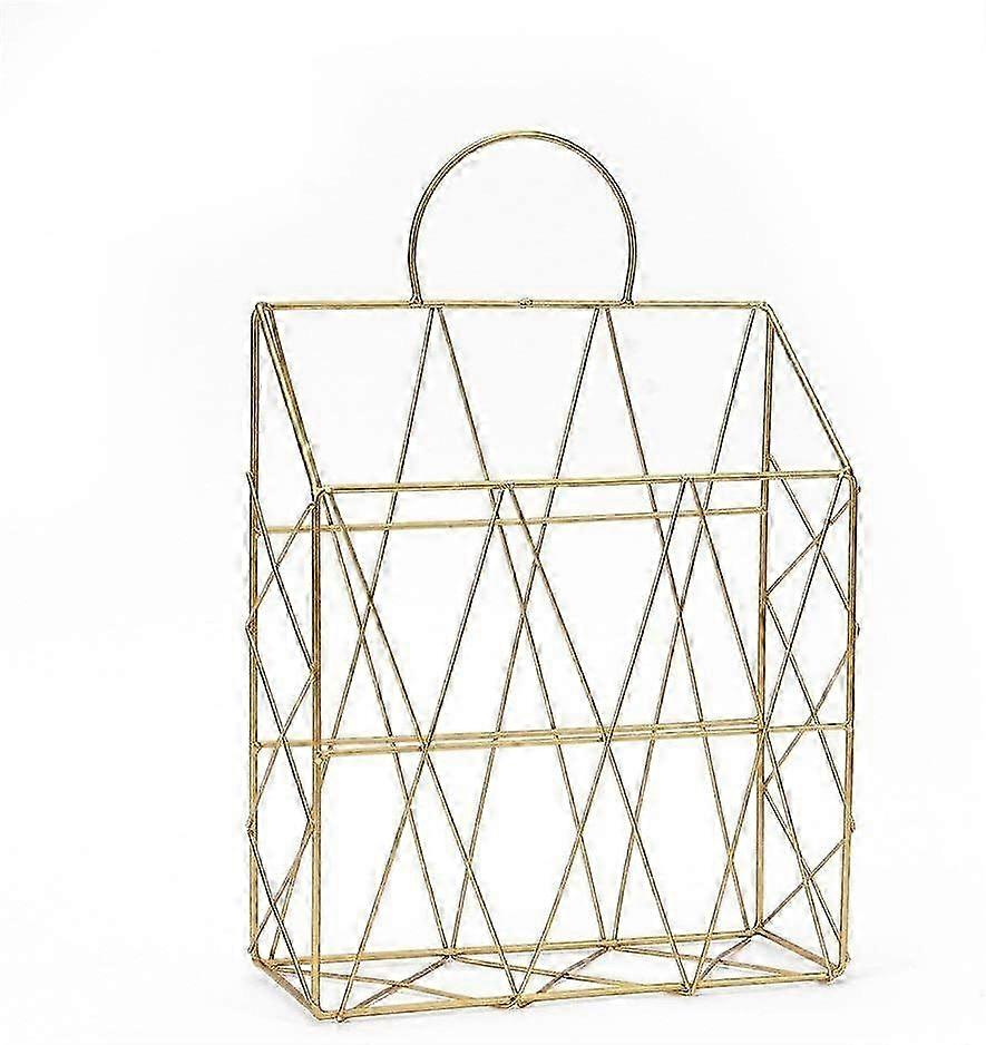 Gold Single Compartment Iron Storage Rack for Office Desktop