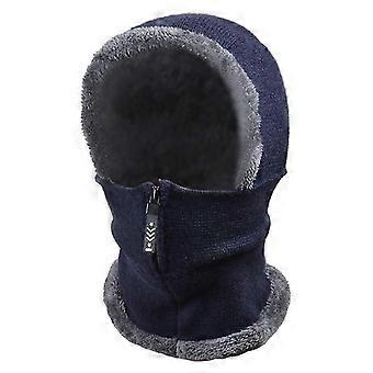 Bufanda de invierno para mujer Cubrebocas Fleece Warm Knit Gorro 1 Piezas (azul marino)