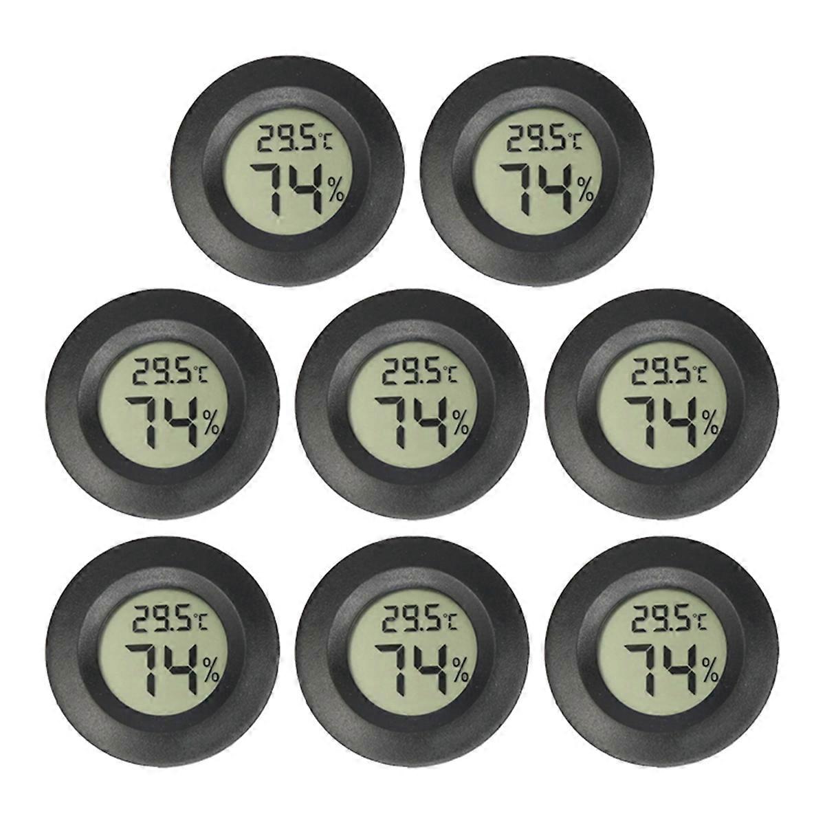 8PCS Mini LCD Digital Thermometer Hygrometer Round Temperature Humidity Sensor for Freezers Wine Co