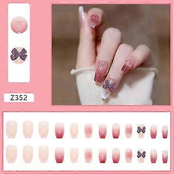24 stk lang ballett rosa leppetrykk falske negler falsk spiker