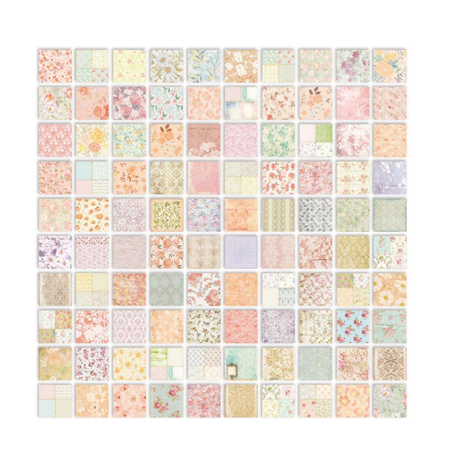 200 Sheets Flower Scrapbook Paper 70x70mm Decorative Patterns