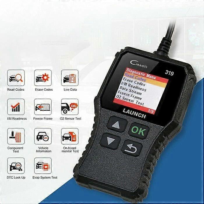 CR319 OBD2 Car Diagnostic Scanner - EOBD-Can Read and Clear Engine Fault Codes, EVAP and O2 Sensor Tester