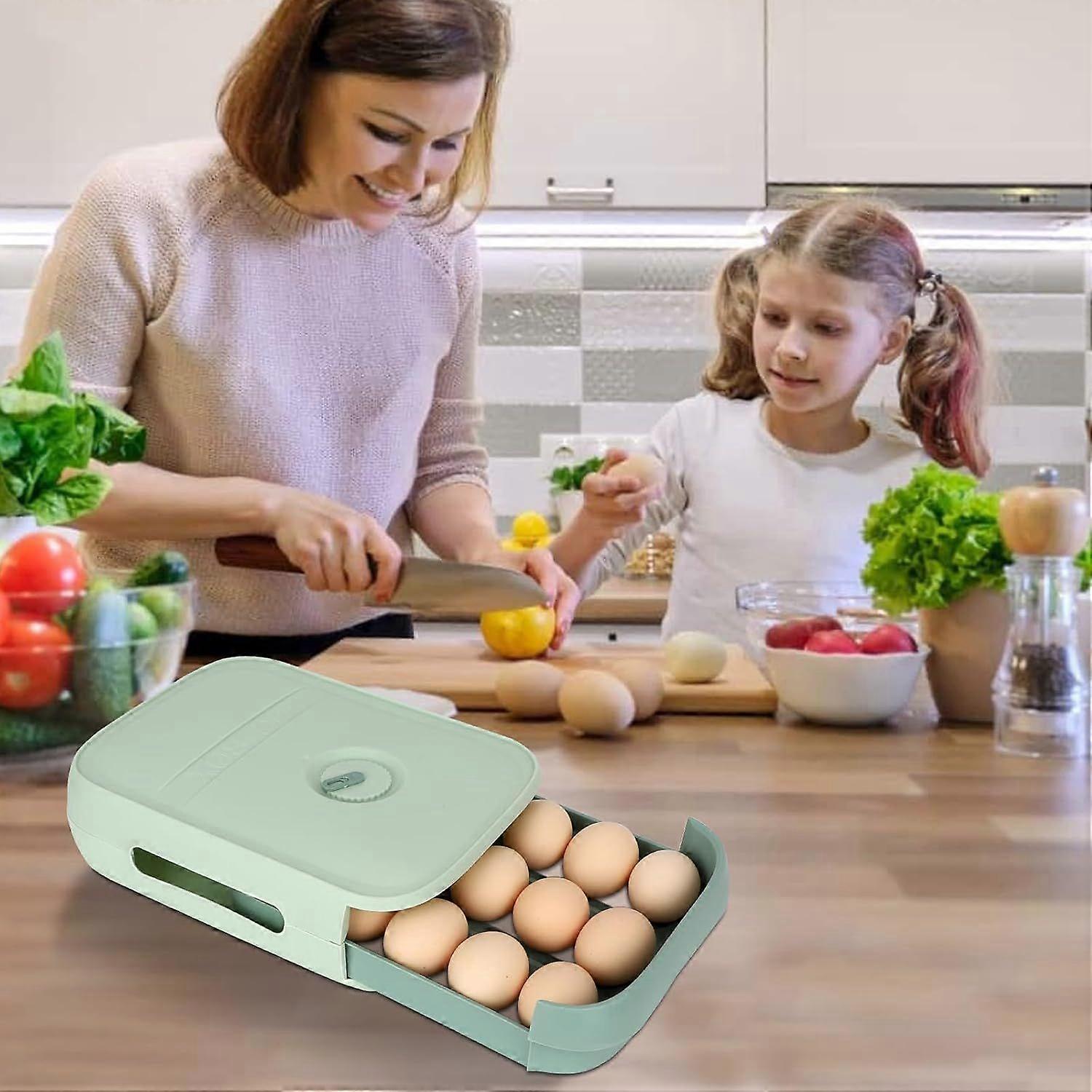 Teal Green Egg Storage Box - 21 Eggs Container for Refrigerator and Kitchen - Can be used for Fridge Storage - Protect and Keep Eggs Fresh