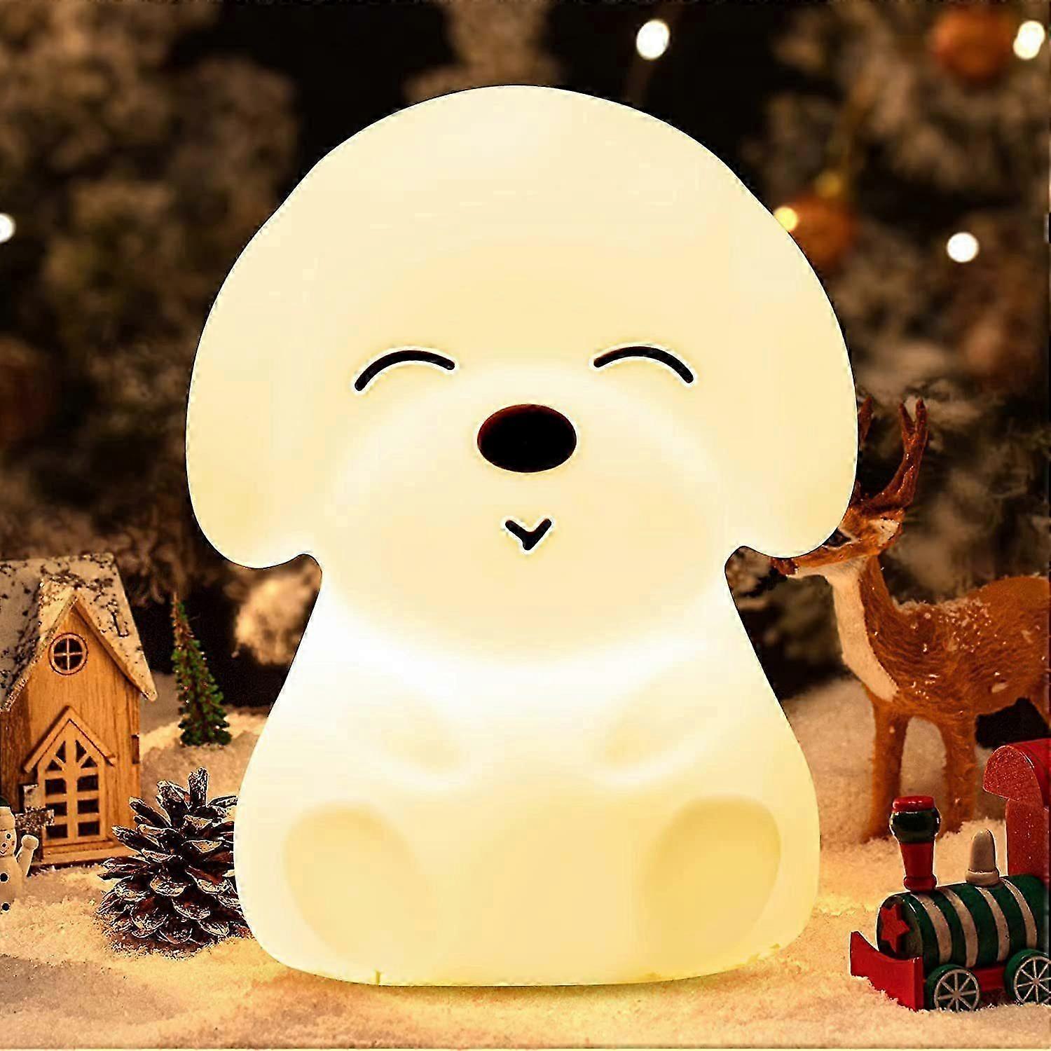 Veilleuse pour enfants Kawaii Dog Night Light Baby LED Nursing Light Dimmable Kids Bedside Light Silicone Sleep Light avec USB Touch Nursery Decoration S