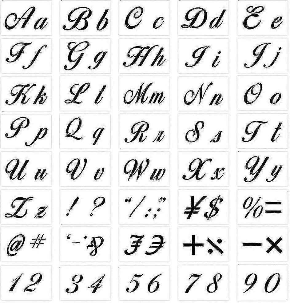 Set Of 40 Letter Stencils For Painting, Reusable Plastic Stencils With Calligraphy Font [xh]