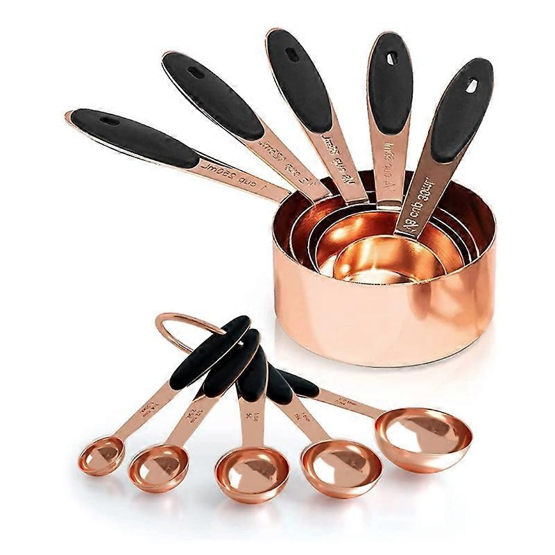 10 Pcs Copper Measuring Cups And Measuring Spoons With Handles