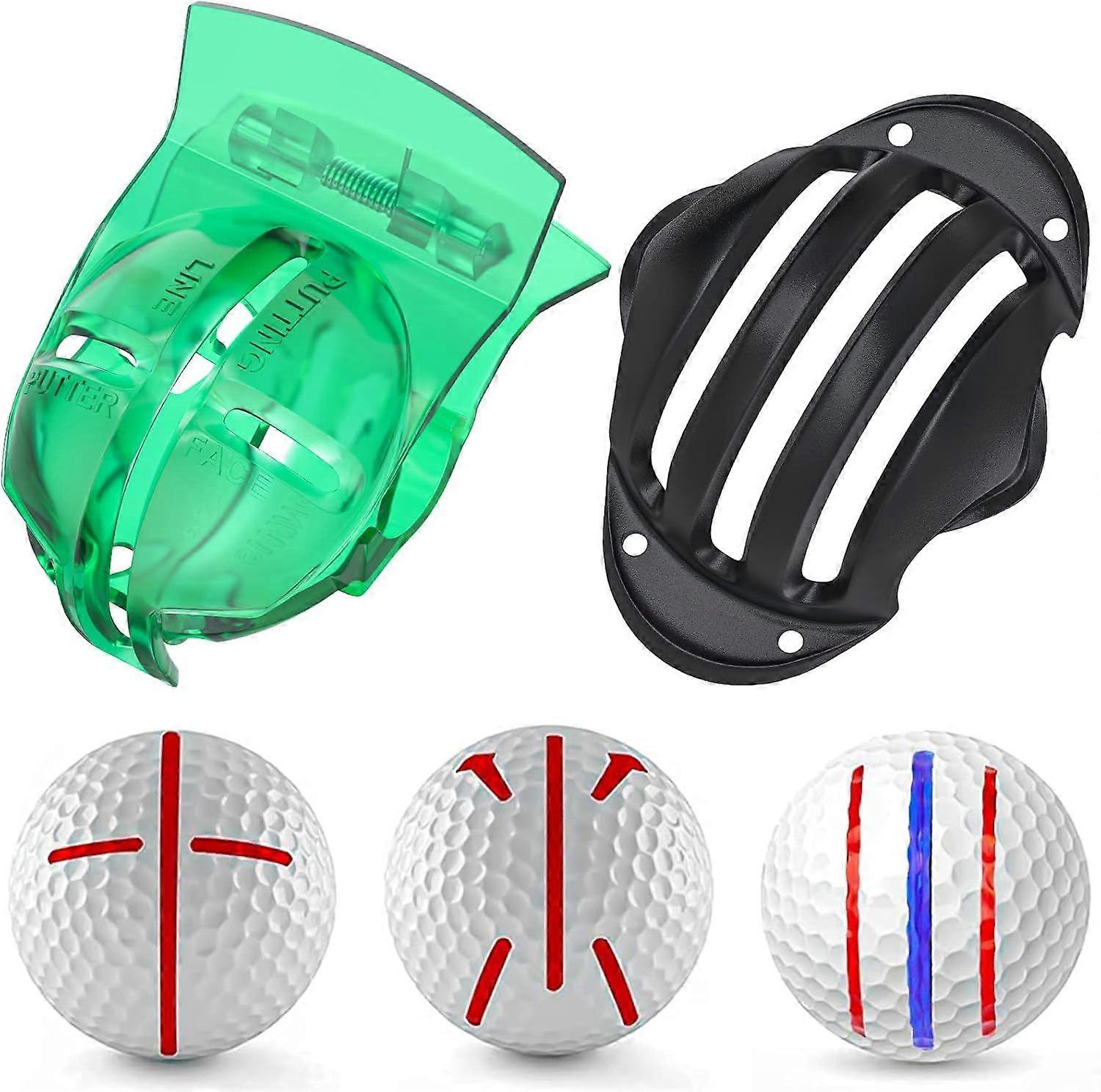 Golf ball alignment kit with marker pen and accessories