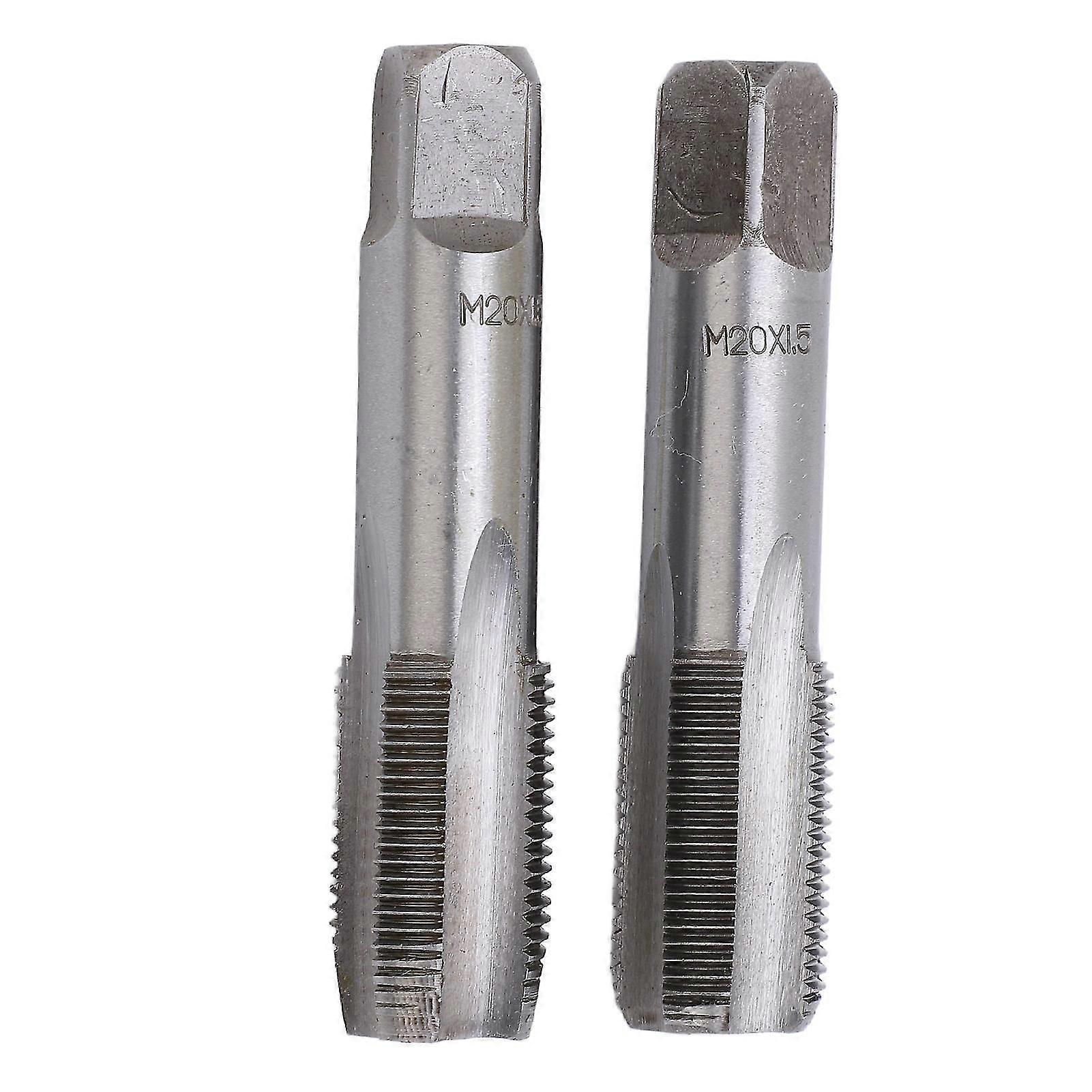 High Speed Steel Metric Hand Flute Tap Standard Screw Tapping Tool - 2Pcs M20x1.5
