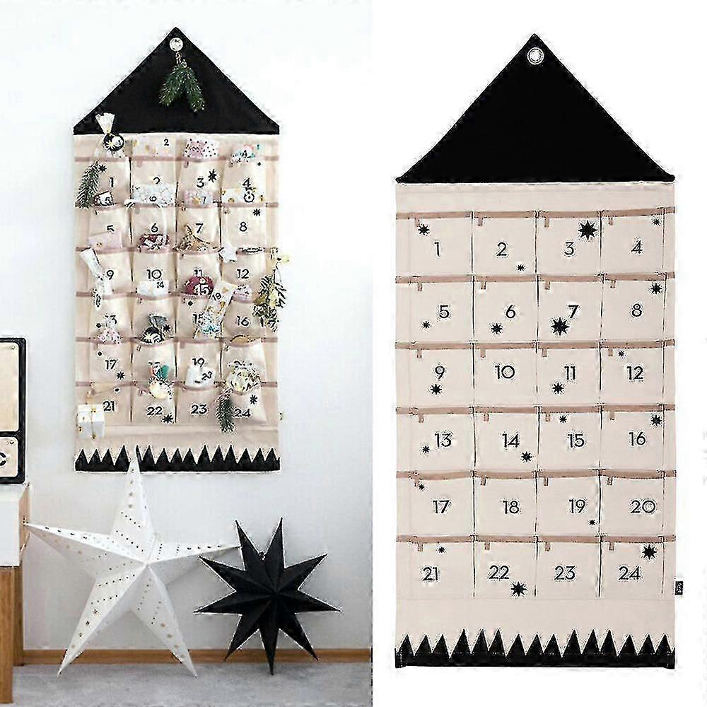 16/24 Fill-your-own Fabric Advent Calendar For Christmas Up Hanging Pockets