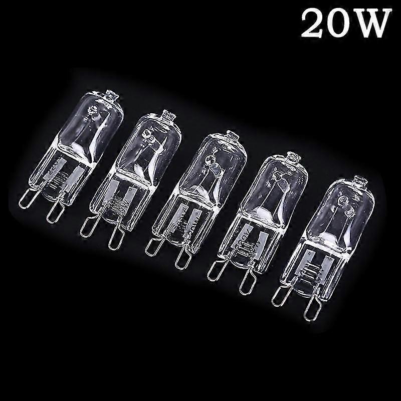 5pcs G9 lâmpada halógena 20/40/60w 220v branco quente para lâmpada de parede vidro transparente cada