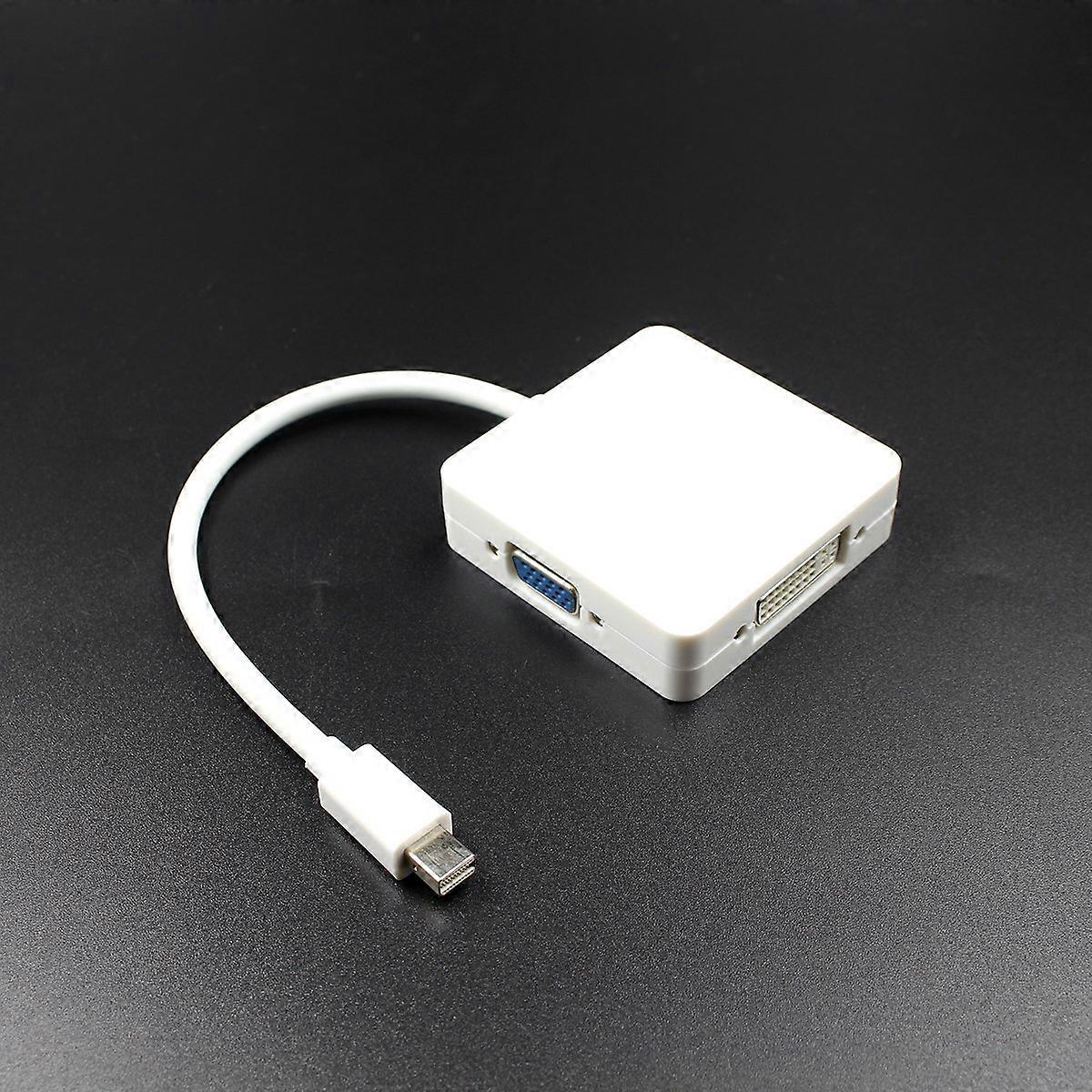 3-in-1 Mini DisplayPort DP Thunderbolt to DVI VGA HDMI Adapter for MacBook-White