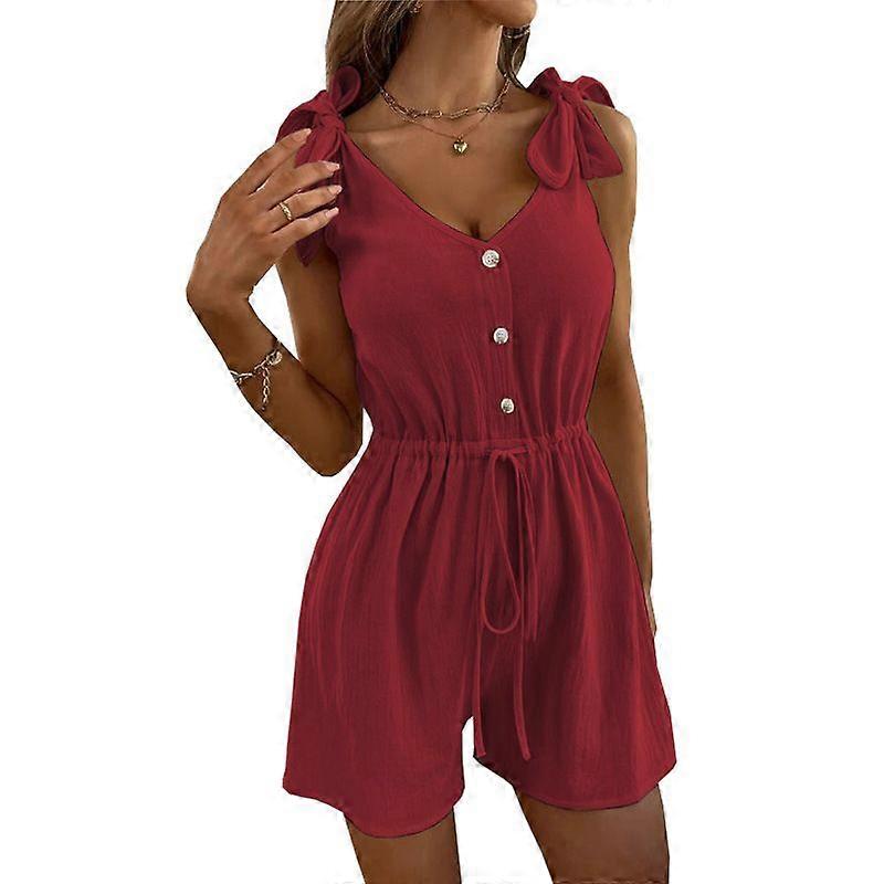 2024 Summer Women's Solid Color Jumpsuits Pirate Shorts
