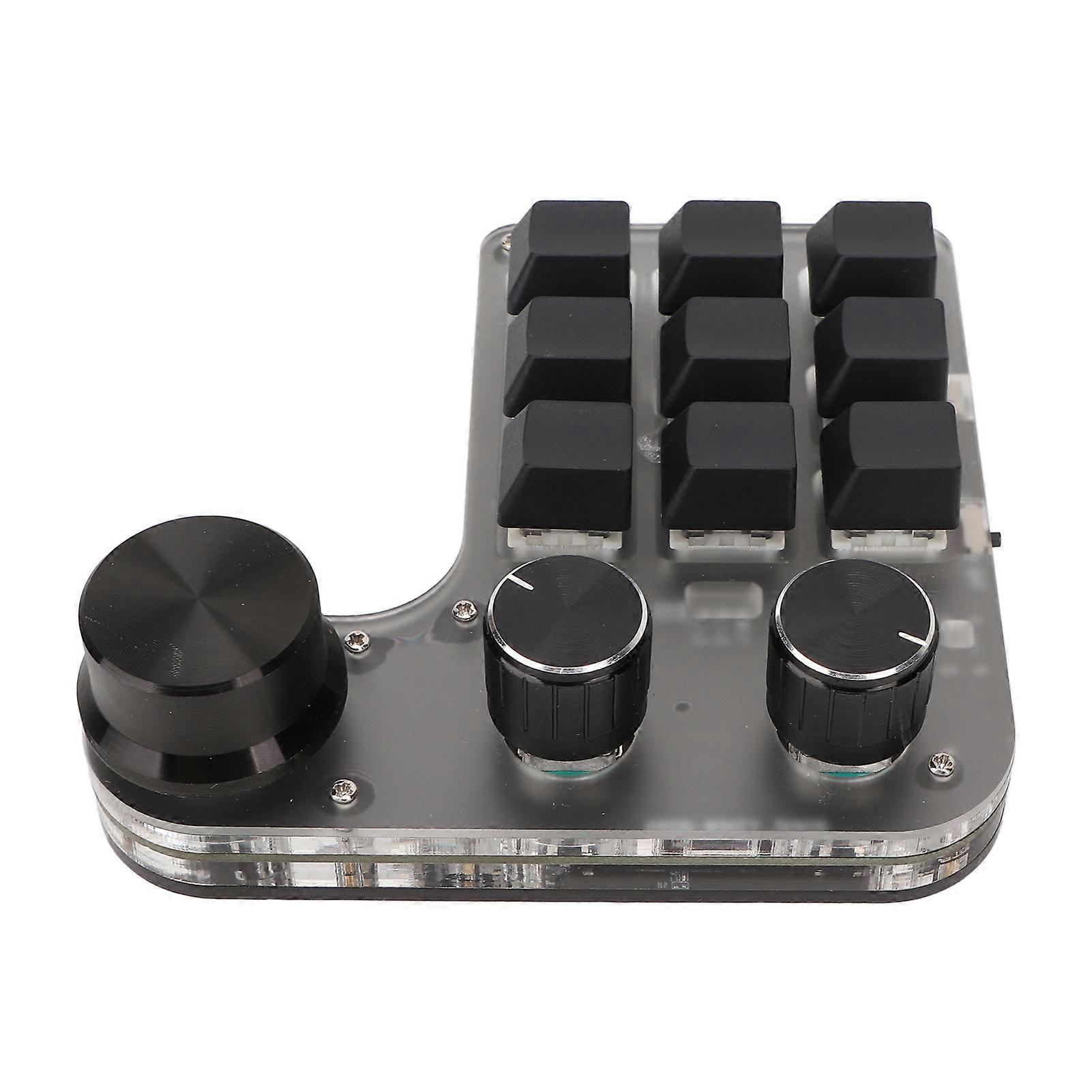 Programmable Macro Keyboard 9 Keys 3 Knobs USB Bluetooth Connection OSU Gaming Keyboard for Office Music Media 