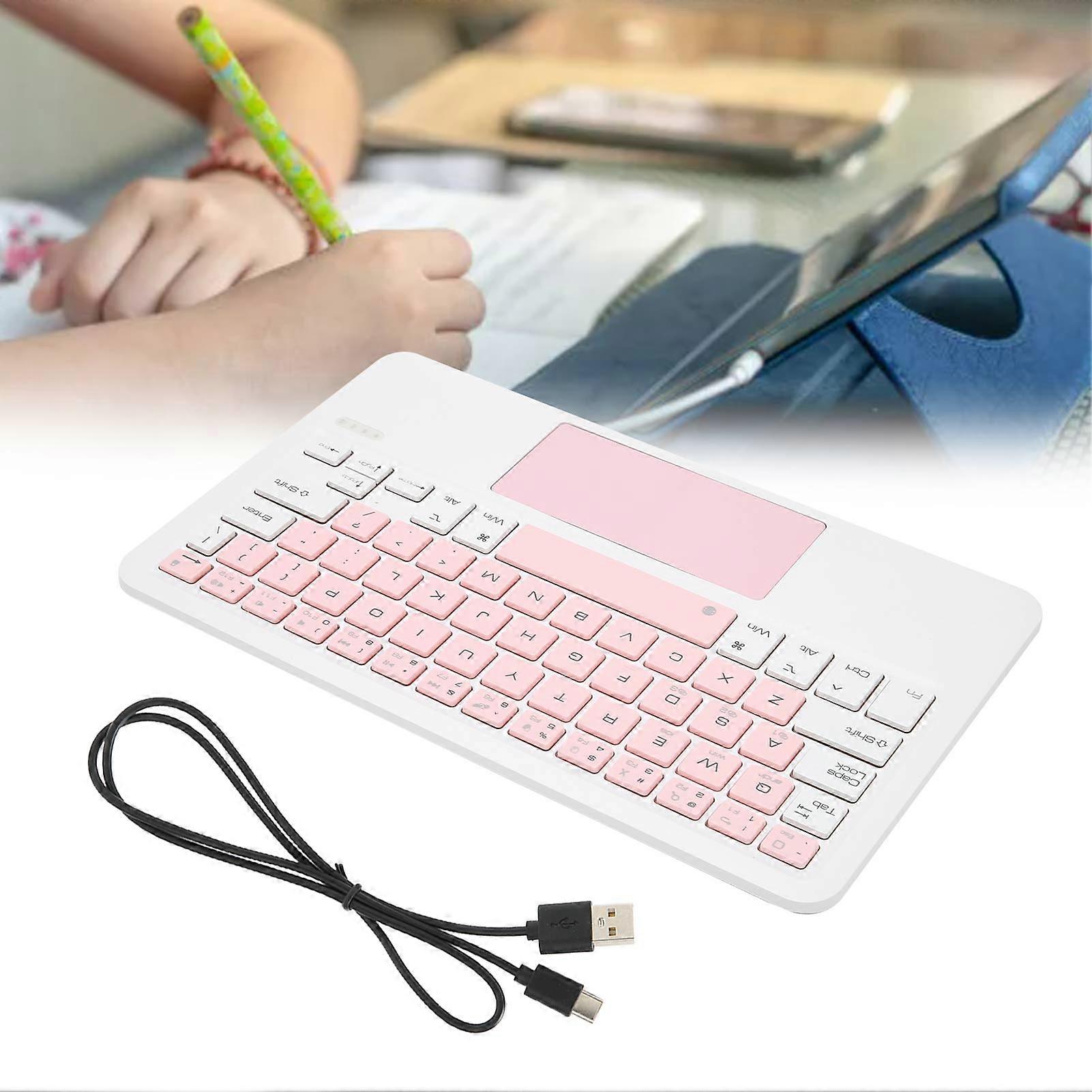 Wireless Multi-Touch Keyboard 200mAh Rechargeable White Pink