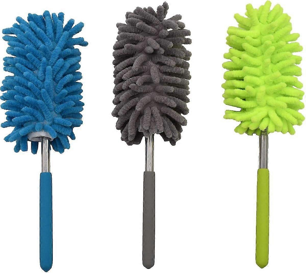 3 Pieces Telescopic Duster, Extendable Foldable Washable Duster Chenille Dust Brush Mop Microfiber Duster