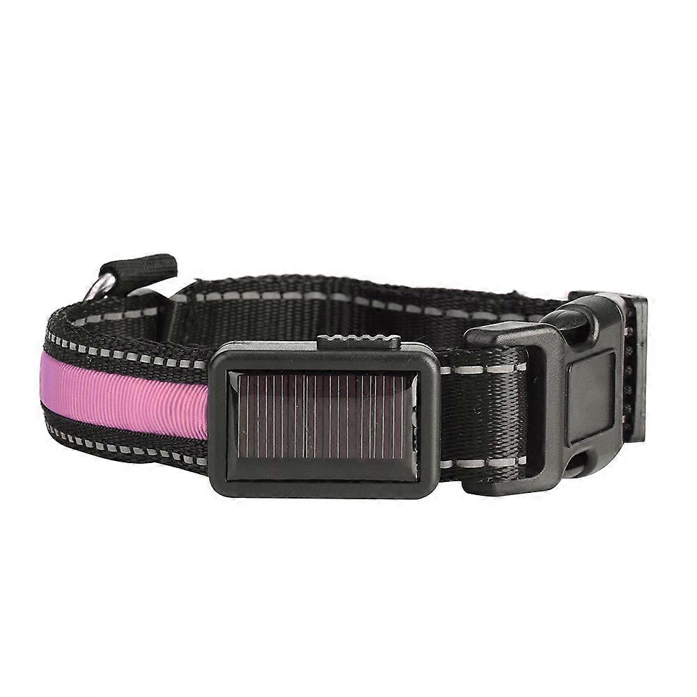 Dog Collar LED Light Flashing Nylon Rechargeable Solar USB Night Safety Collar for Pets - Adjustable Size Options