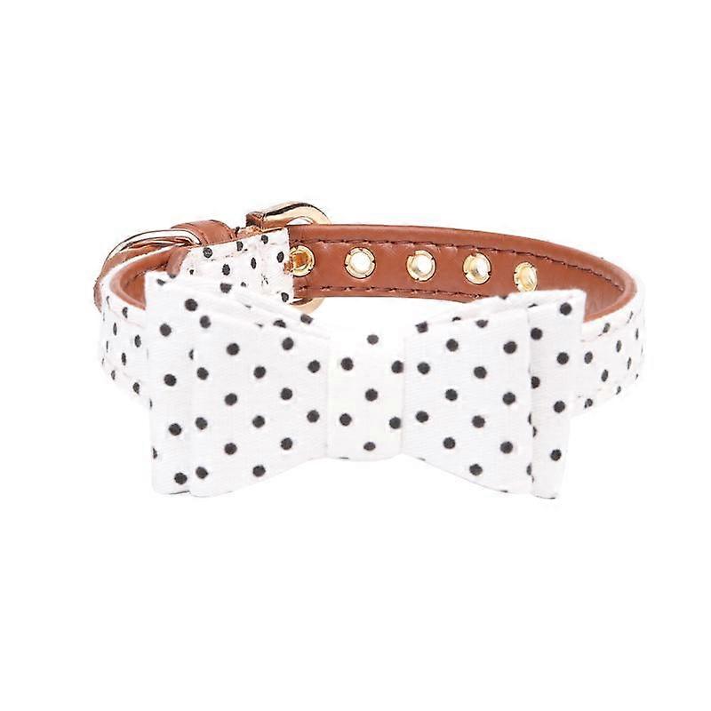 Dot Pet Collar for Dog and Cat Leather Collar Adjustable Pet Bow Collar