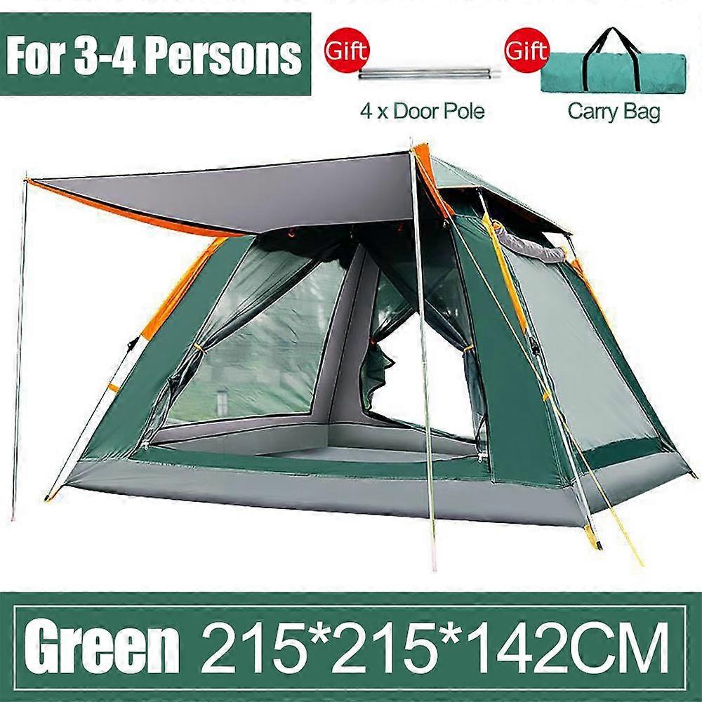 3-4 Person Rainproof Windproof Fully Automatic Large Camping Tent Sun Shelters for Camping Tent Family Picnic Travel Easy Instant Setup Backpacking