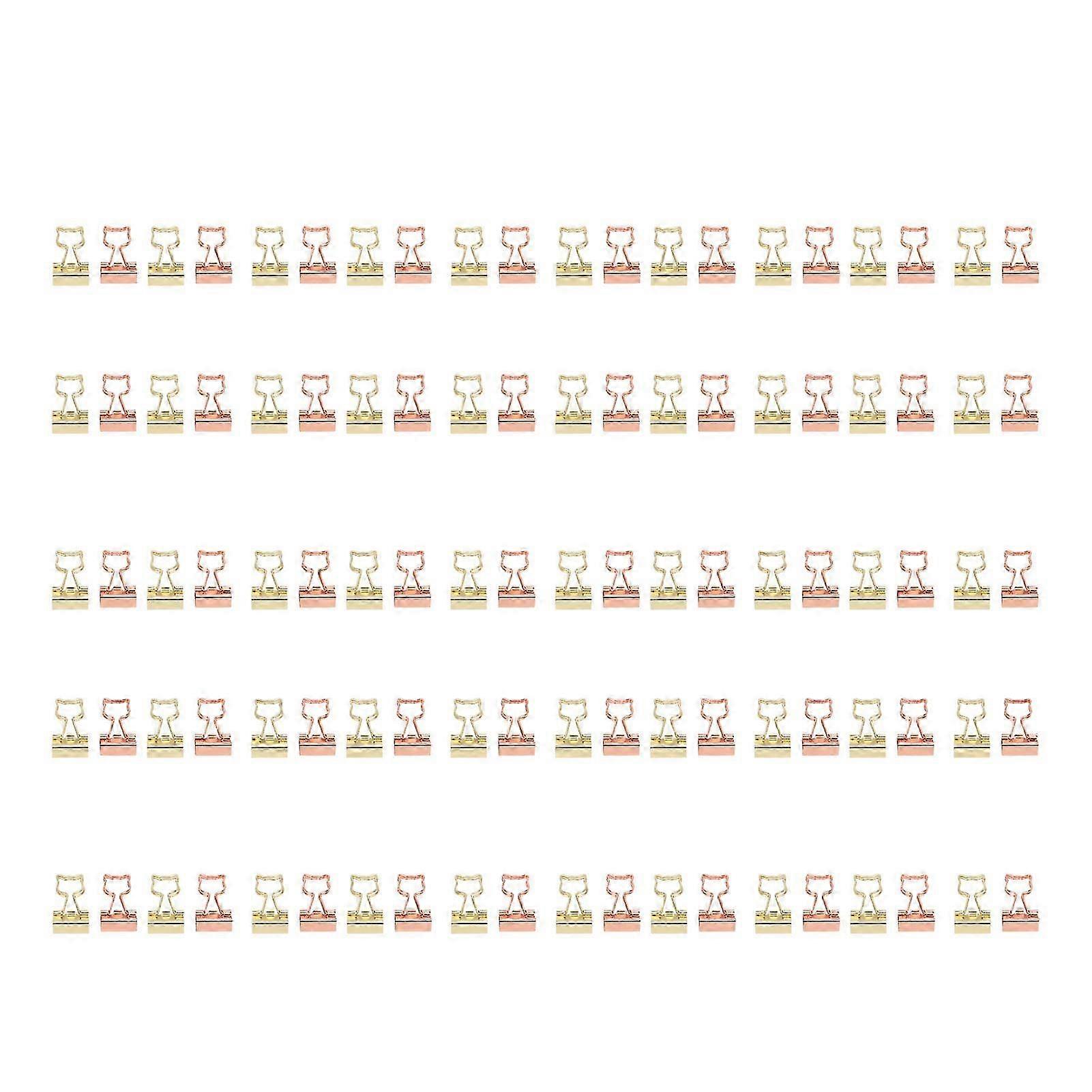 100pcs Cat Binder Clips for Student 2 Colors Strong Clamping Force Rustproof Metal Office Binder Clips for Documents