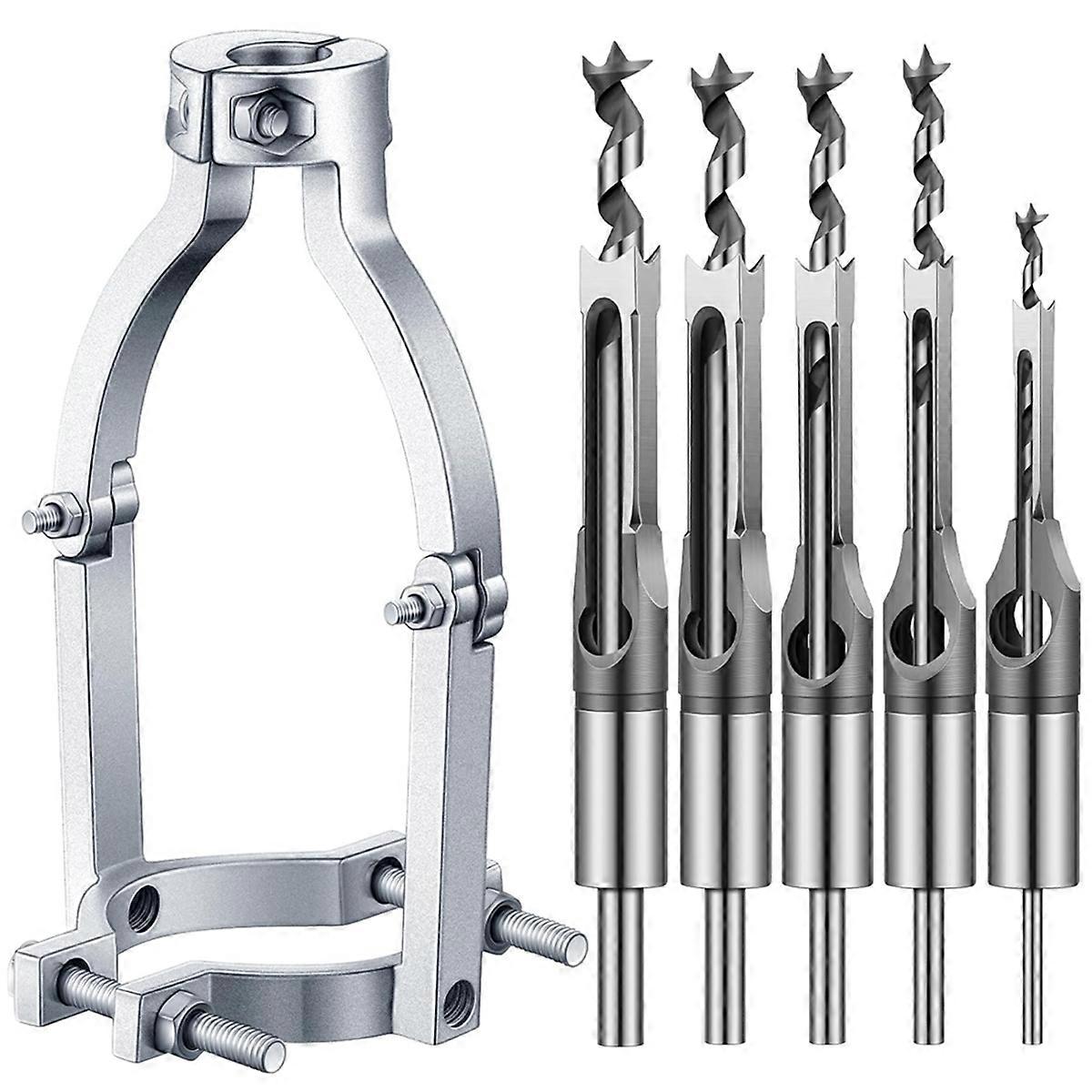 Square Hole Drill Bit Adapter and Square Hole Drill Bit Set for Drill Press Hollow Chisel Mortise an