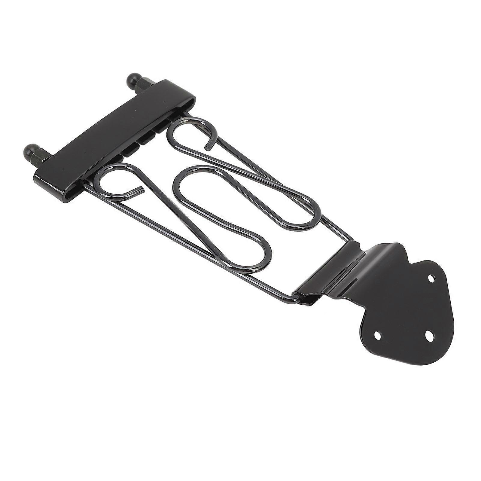 Black Open Frame Bridge Tailpiece with Screws Height Adjustment for Archtop Jazz Guitar Bass (6 String Trapeze)
