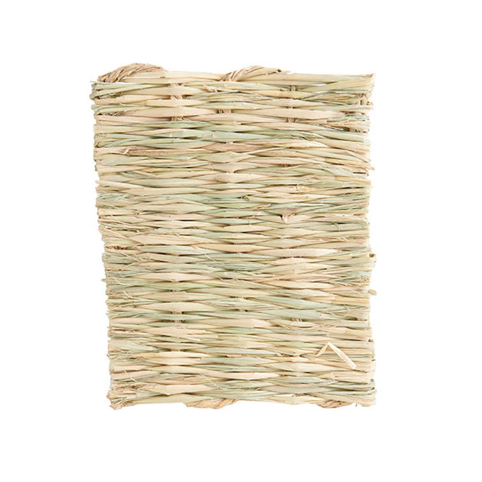 Grass Mat Woven Bed Mat Natural Straw Pad Rabbit Bedding Sleeping Grinding Nesting and Chewing Toy for Squirrels 28 by 20cm