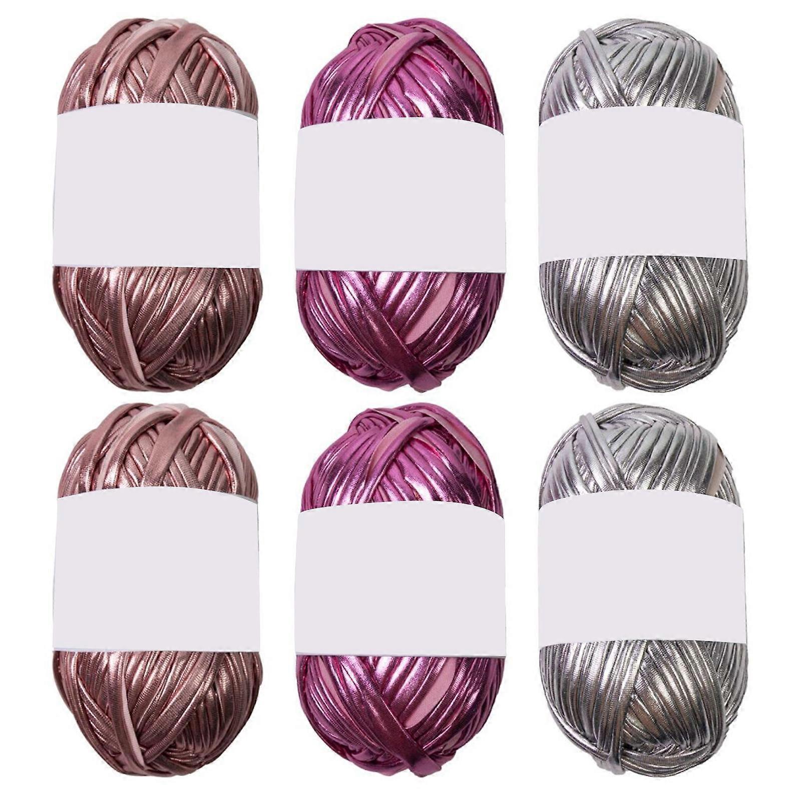 6 db fémes póló fonal fényes szövet fonal poliészter fonal kötőfonal táska kosár horgolás kötőpárna rózsaszín piros ezüst