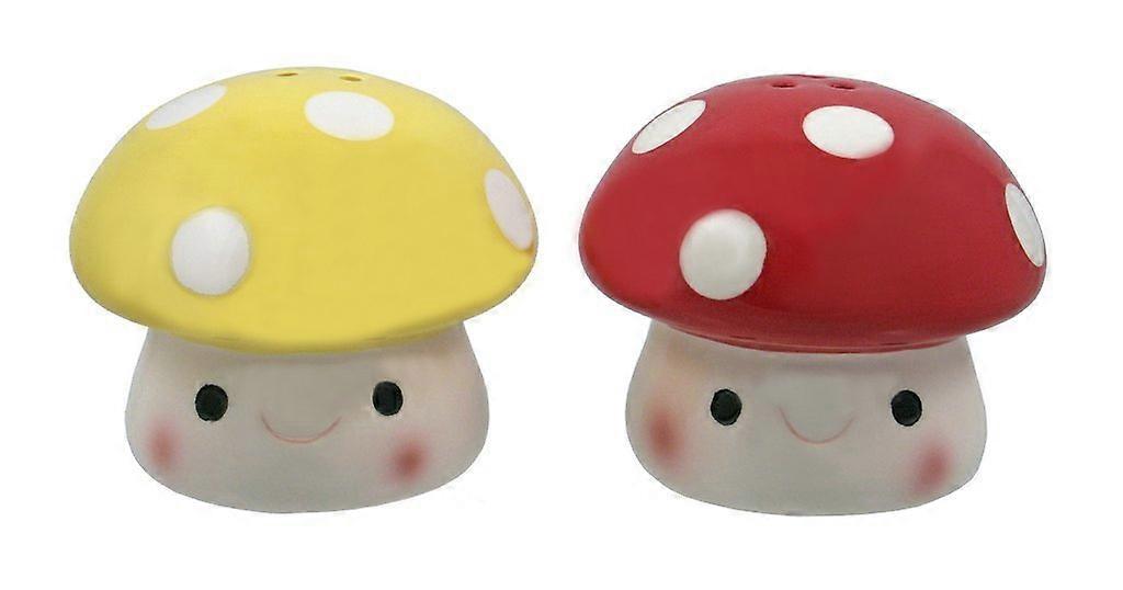 Mushroom Salt and Pepper Shaker Set for Kitchen Dining Table, Ceramic, Decorative Design, 4 Inch Tall